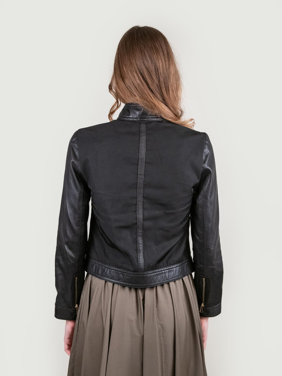 GIUBBOTTO MODELLO BIKER IN PELLE E NYLON NERO TRINIDAD 20 JACK LEATHER 