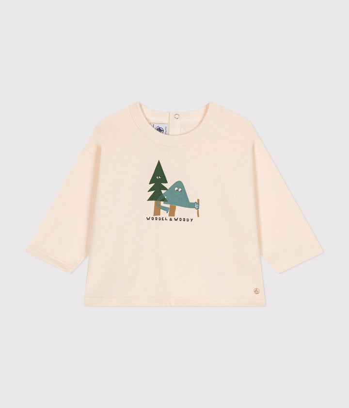 T-shirt a maniche lunghe con stampa alberi A0BPI 01 PETIT BATEAU 