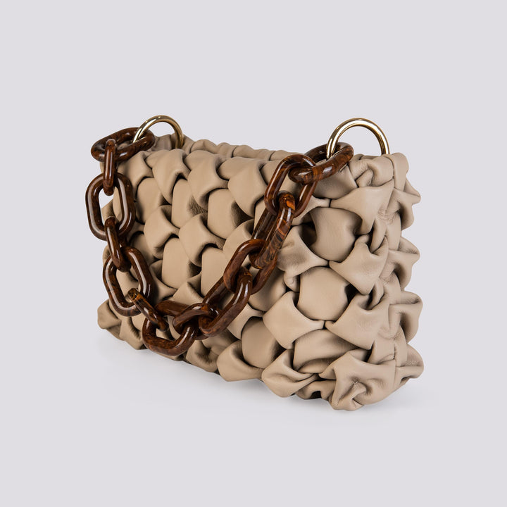 BORSA "CURLY " IN PELLE INTRECCIATA COLOR CAPPUCCINO CURLY CAPPUCCINO BIMOR 