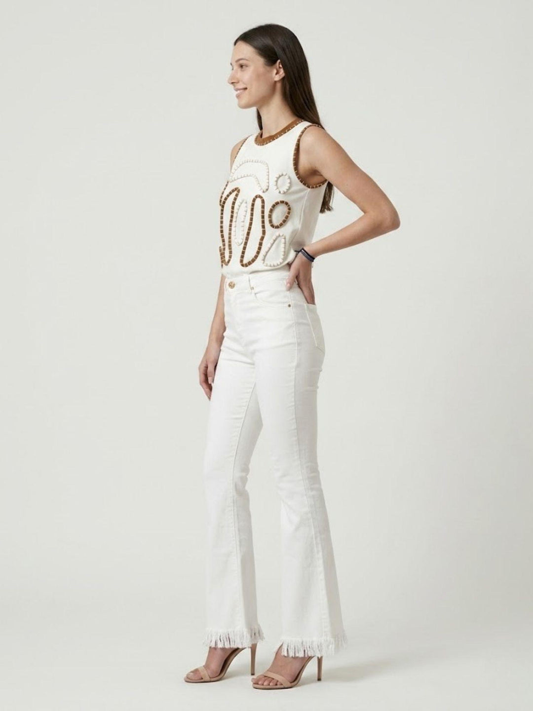 Jeans a zampa sfrangiati Morrison bianchi RO019 WHT ROSANNA OCAMPO 