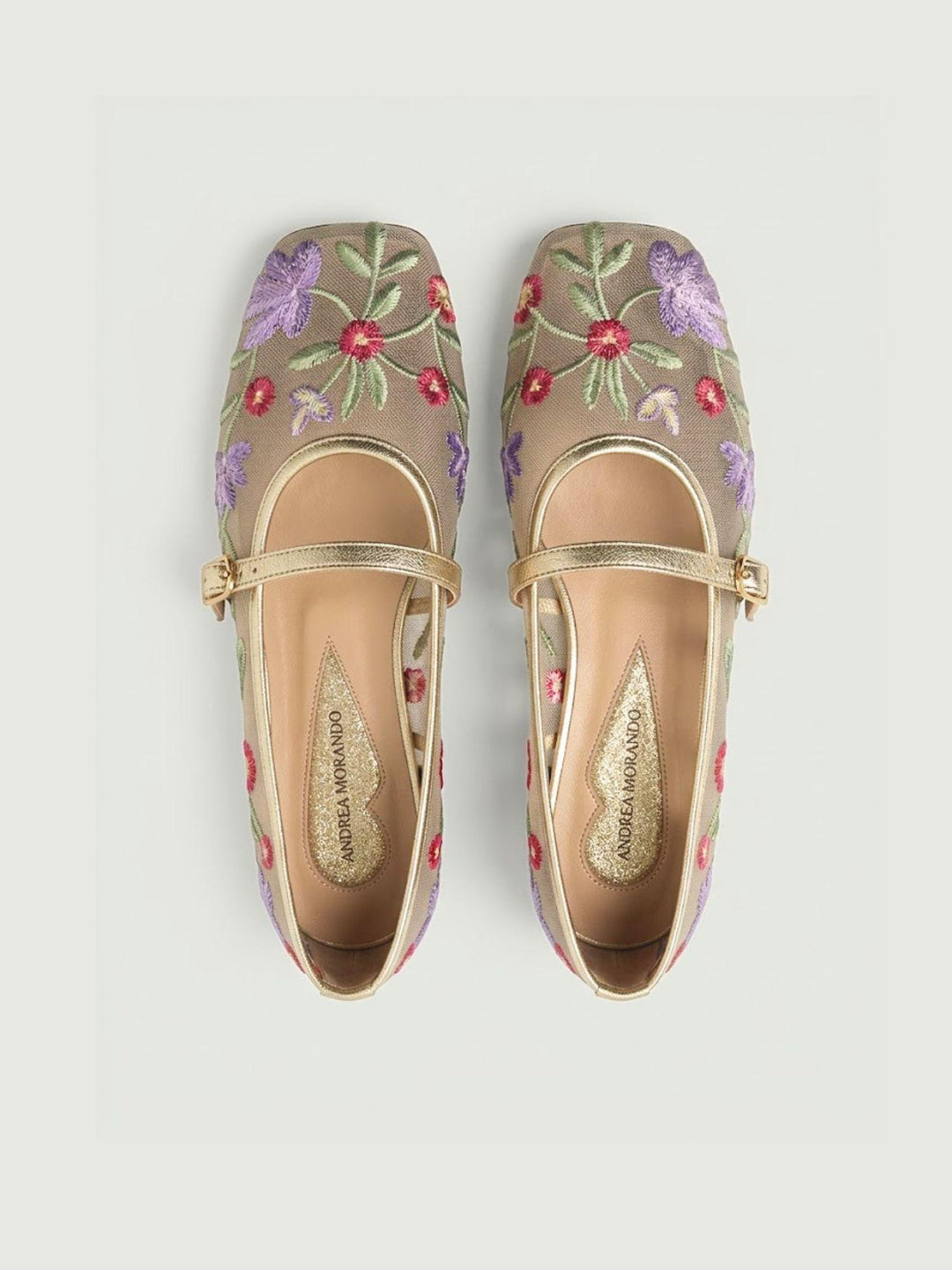 Ballerina con tomaia in rete oro con ricami floreali 2008 GOLD ANDREA MORANDO 