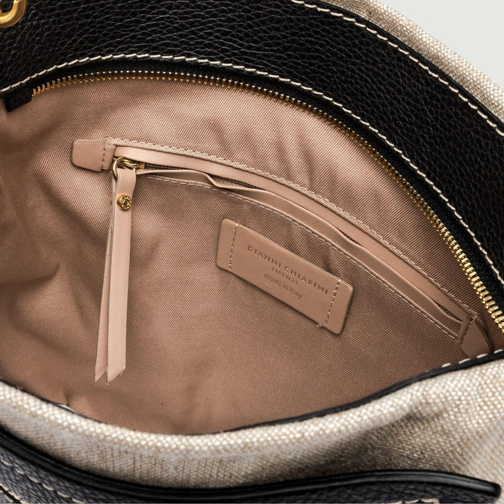 BORSA PELLE E TESSUTO AFRA BS 10610 LIN-RMN 10313 GIANNI CHIARINI 
