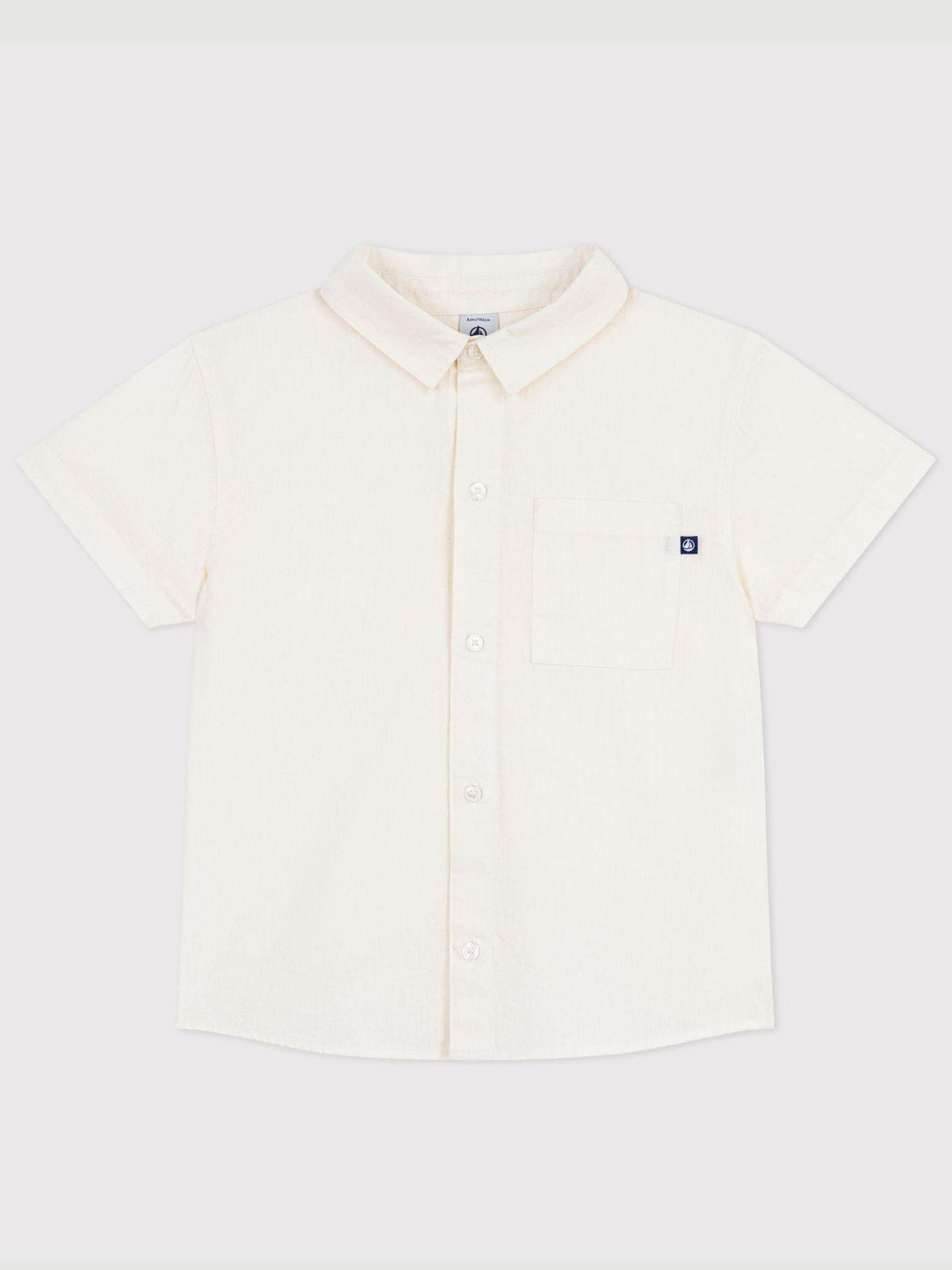 Camicia in lino e cotone bianca A0F0H 01 PETIT BATEAU 