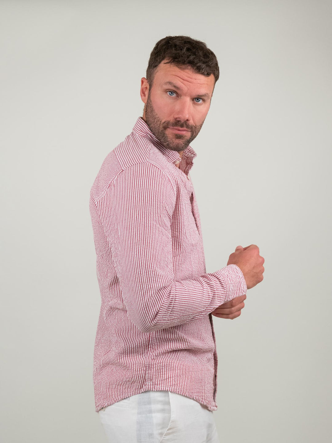 CAMICIA SEERSUCKER A RIGHE ROSA JEEP 04 DEPERLU 