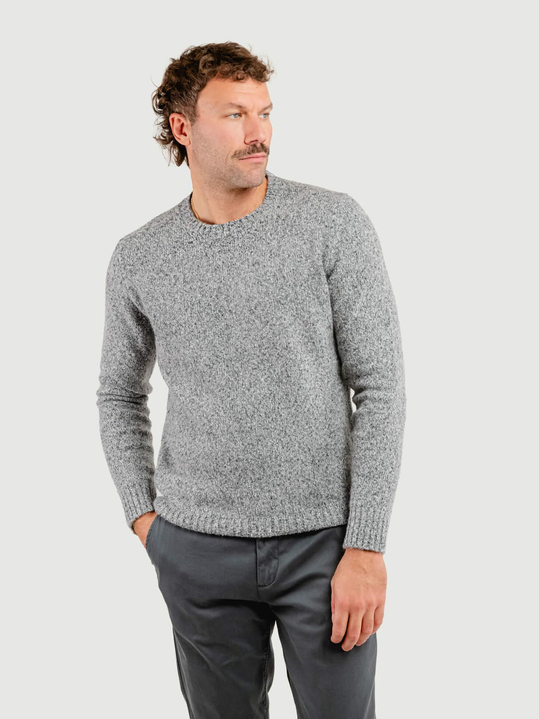 MAGLIONE IN LANA E ALPACA GRIGIO MELANGE 87501 CENERE ANDREA MORANDO 
