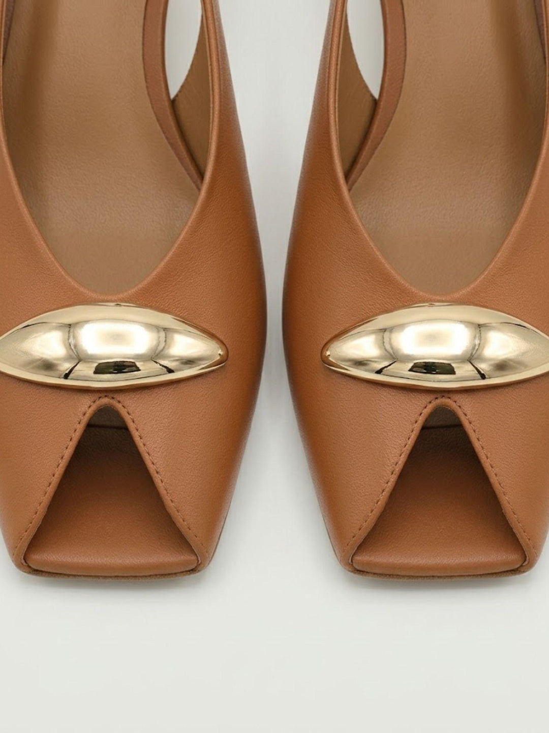 Spuntata slingback in pelle nappa cuoio R412 CUOIO ANDREA MORANDO 