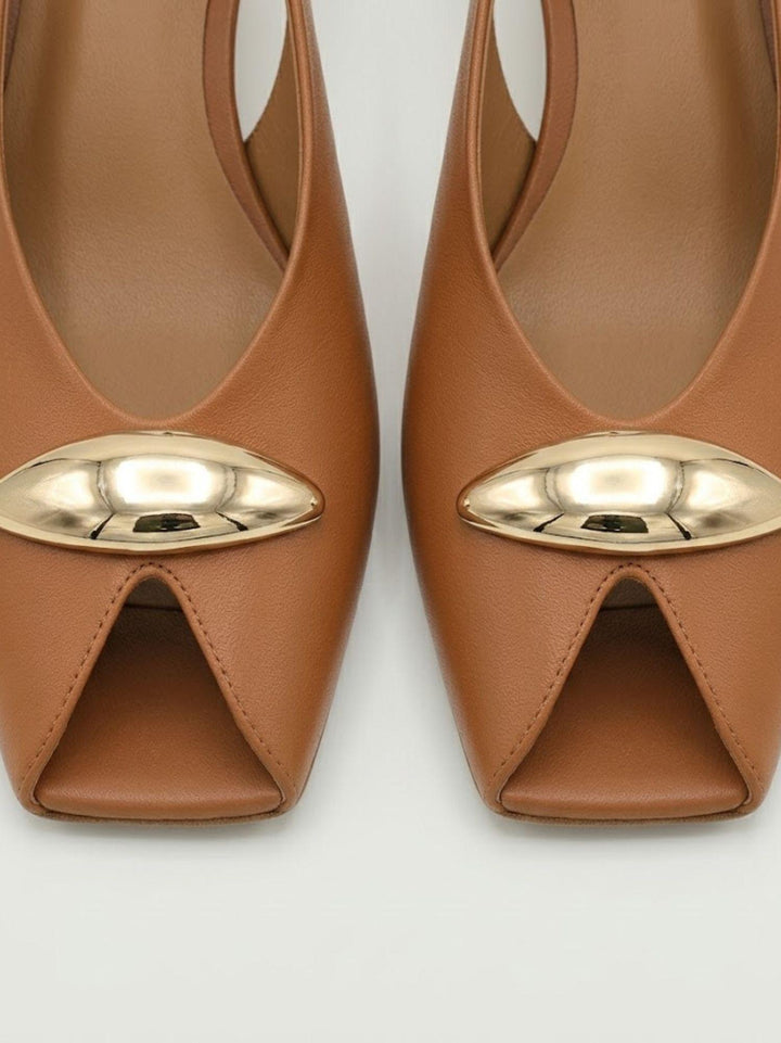 Spuntata slingback in pelle nappa cuoio R412 CUOIO ANDREA MORANDO 