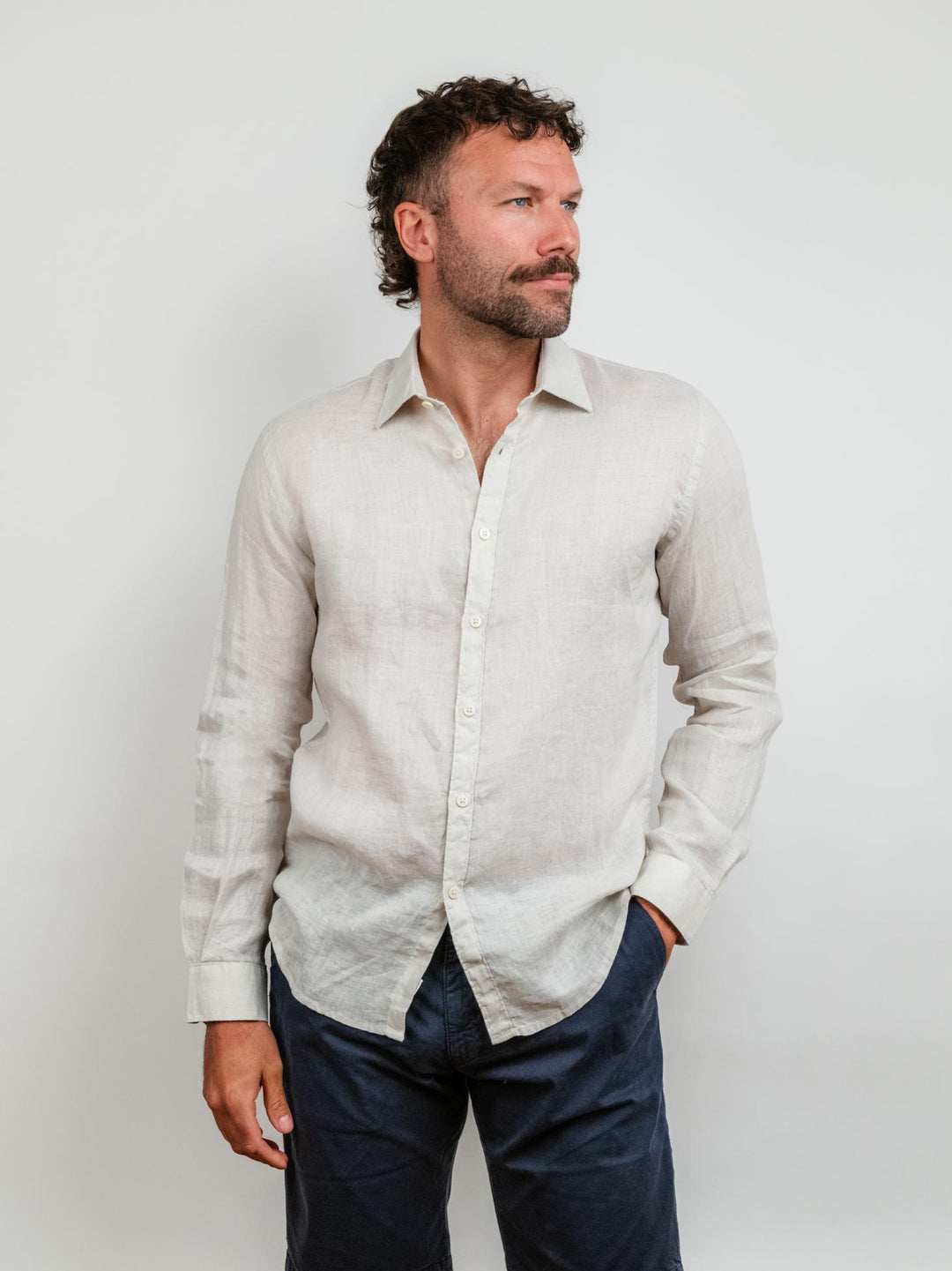 CAMICIA IN LINO BEIGE BU25S18CALINENPD 112 ANDREA MORANDO 