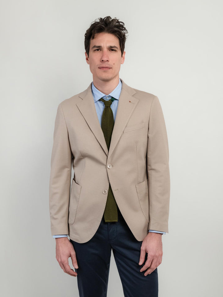 BLAZER MONOPETTO IN MAGLINA BEIGE
