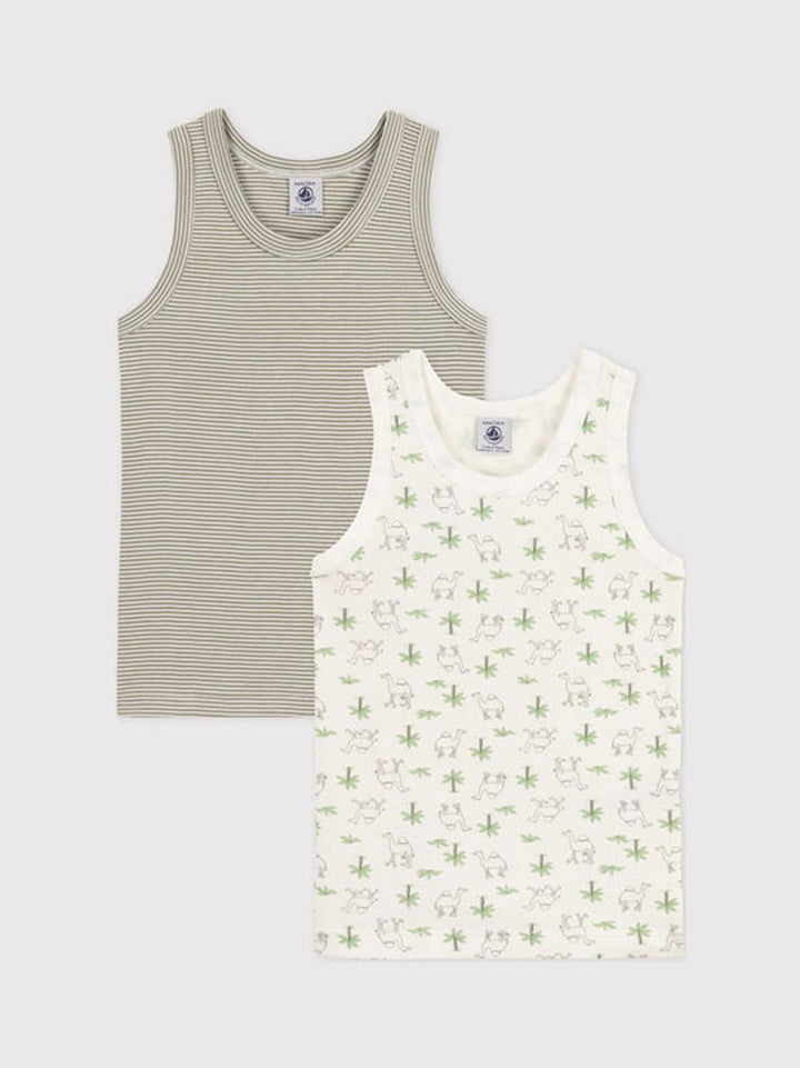 Confezione Da 2 Canotte Bambino In Cotone Con Dromedari A073F 00 PETIT BATEAU 