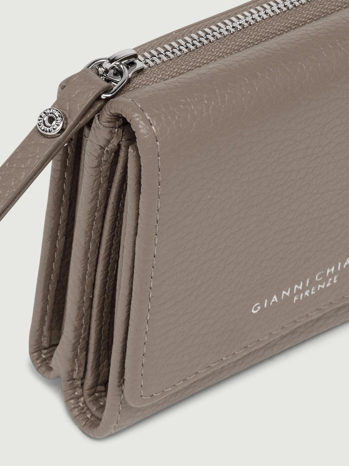 Mini portafoglio in pelle martellata beige 5080 GRN 2077 GIANNI CHIARINI 