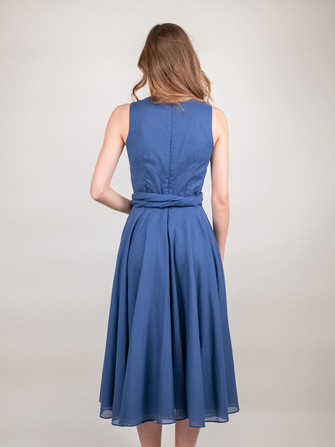 ABITO SMANICATO IN MUSSOLA DI COTONE BLU JEANS 203773 557 ANDREA MORANDO 