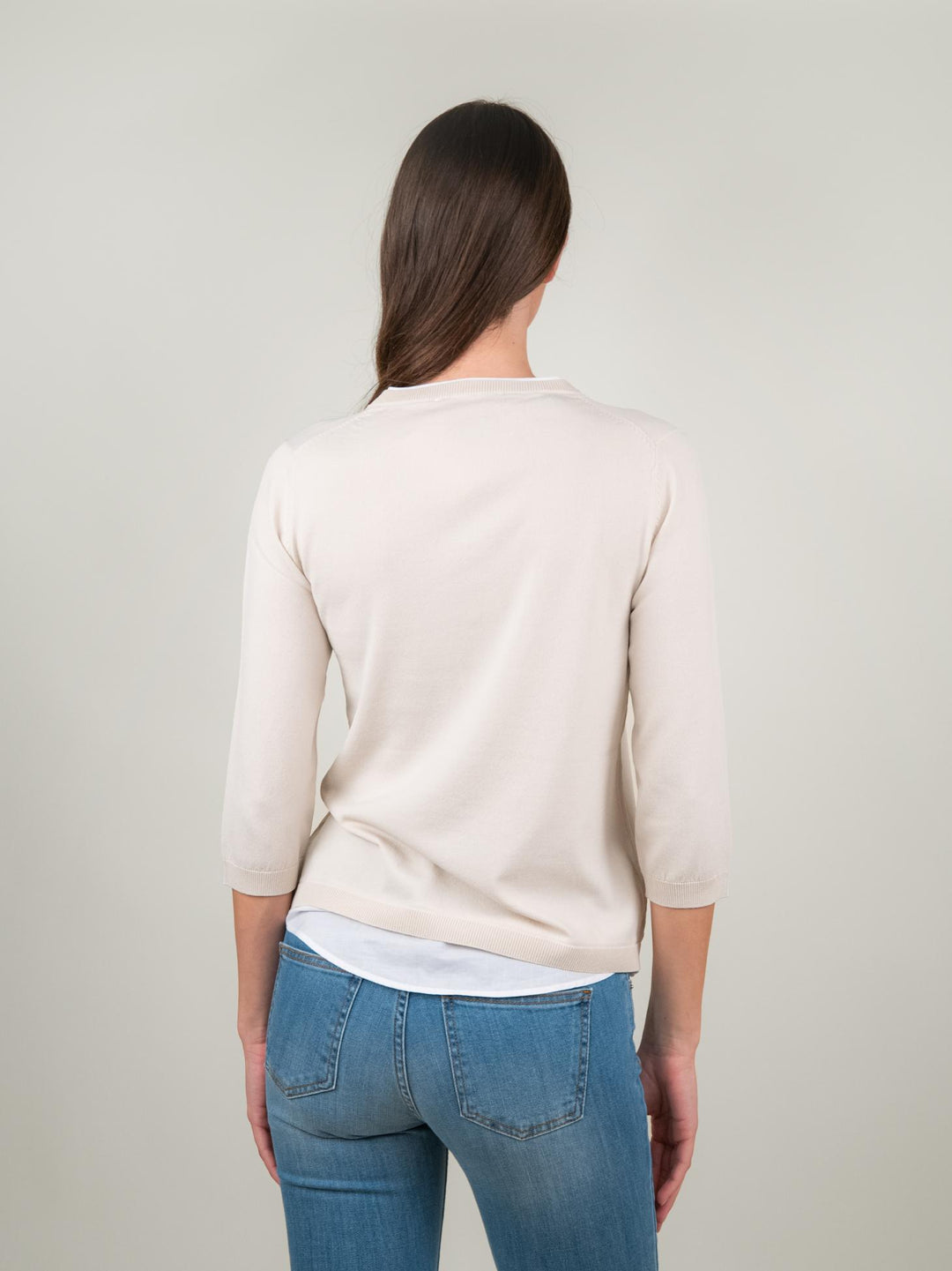 MAGLIA CAMICIA BICOLOR PANNA E BIANCO 2411145 021 ANDREA MORANDO 