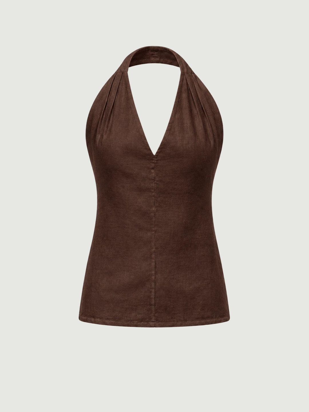 Top con scollo a V in lino tabacco 6TS0527 TABACCO ANDREA MORANDO 