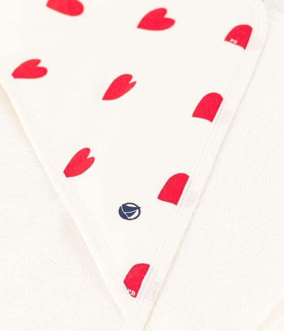 Asciugamano quadrato da bagno bianco con cuori in cotone A0BNM 01 PETIT BATEAU 