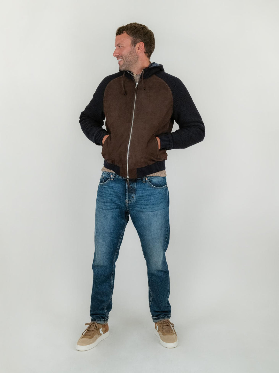GIACCA DORIS KNIT IN CAMOSCIO MARRONE DORIS KNIT 309 JACK LEATHER 