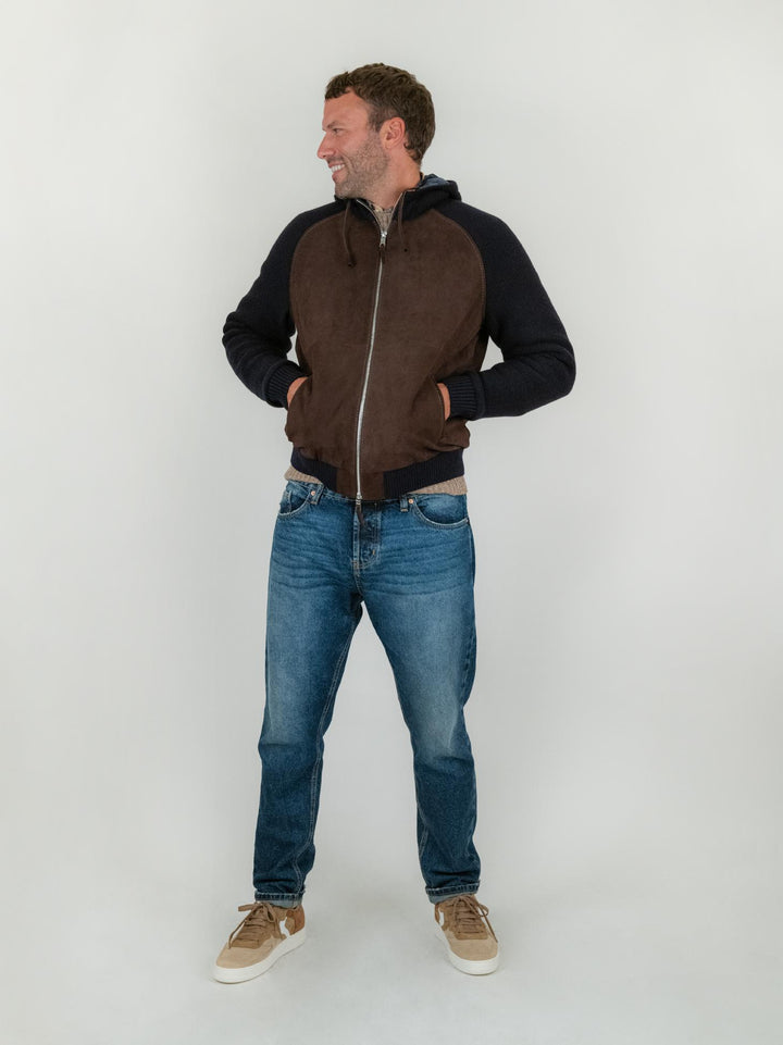 GIACCA DORIS KNIT IN CAMOSCIO MARRONE DORIS KNIT 309 JACK LEATHER 