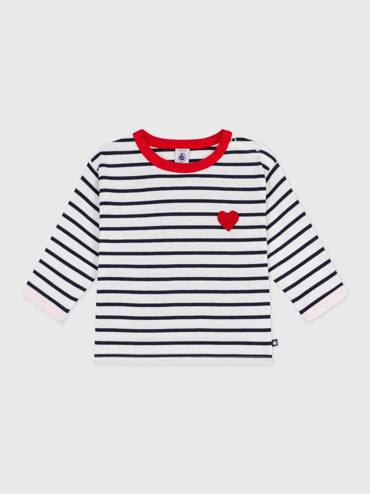 Marinière con patch cuore A0FPQ 01 PETIT BATEAU 