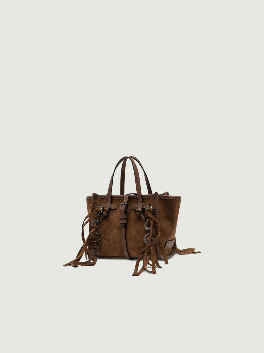 MISS MARCELLA CON FRANGE IN CAMOSCIO COGNAC BS 12085 CM FR 099099 GIANNI CHIARINI 