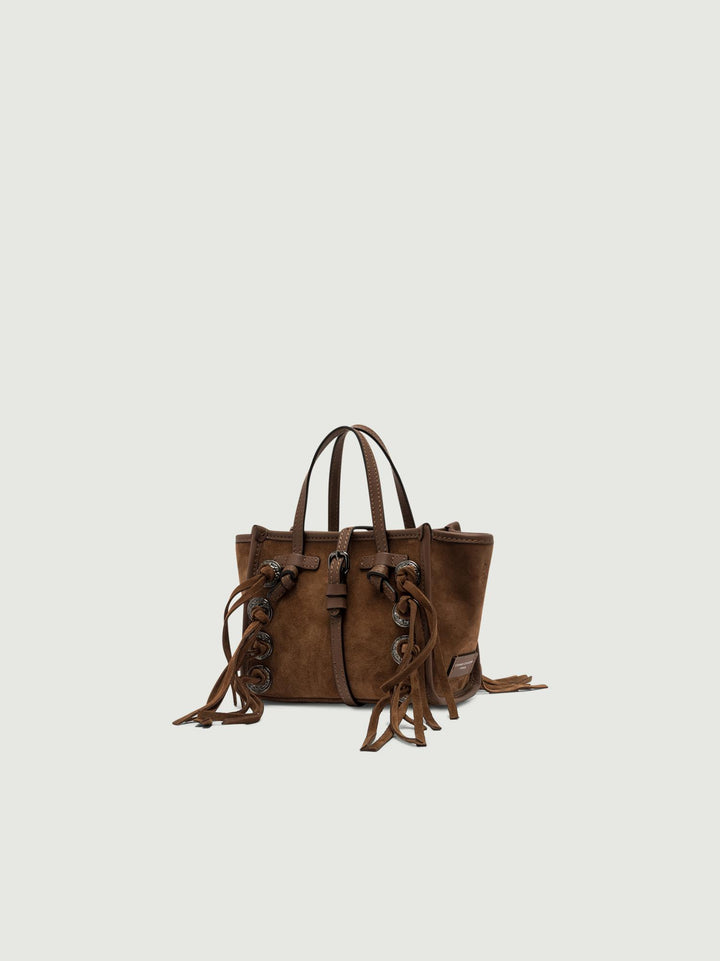 MISS MARCELLA CON FRANGE IN CAMOSCIO COGNAC BS 12085 CM FR 099099 GIANNI CHIARINI 