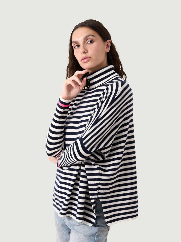 Dolcevita JOANNA IN cashmere A RIGHE Blu e bianco JOANNA NAVY ABSOLUT CASHMERE 