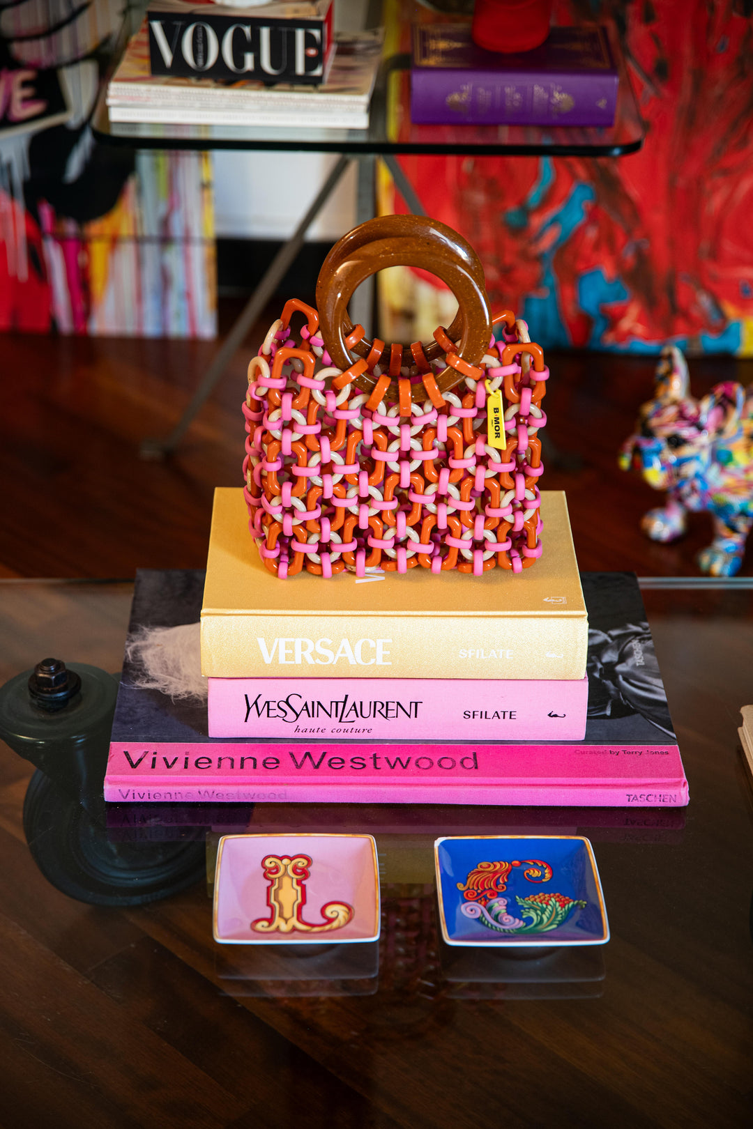 BORSA CON MANICI IN RESINA MULTICOLOR FUCSIA "DOLL" DOLL FUCSIA BIMOR 
