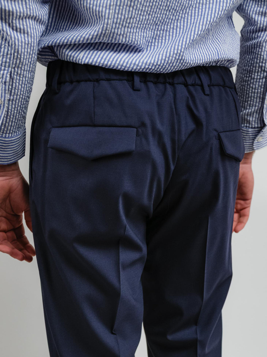 PANTALONE IN COTONE CON COULISSE BLU NAVY