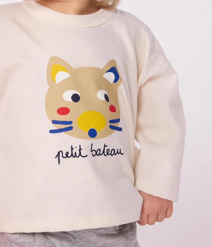 Maglietta a maniche lunghe in cotone per neonati A0EDV 01 PETIT BATEAU 