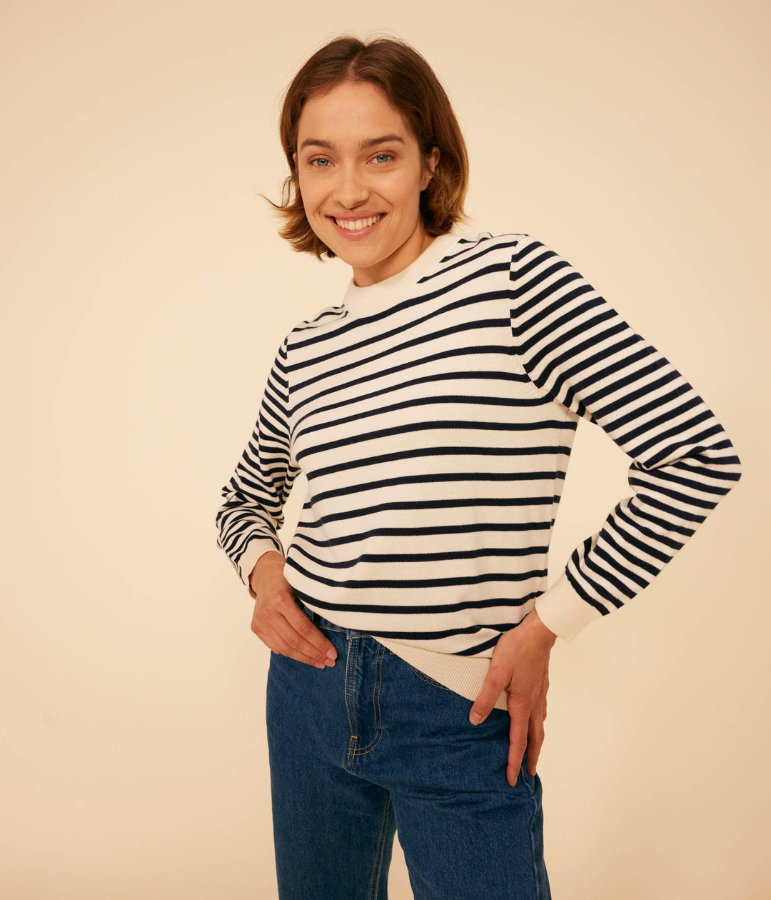 MAGLIONE IN COTONE MARINIÈRE DONNA A09ME 01 PETIT BATEAU 