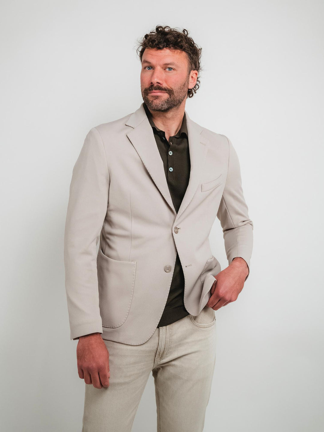 BLAZER MONOPETTO BEIGE PONZA CREMA ANDREA MORANDO 