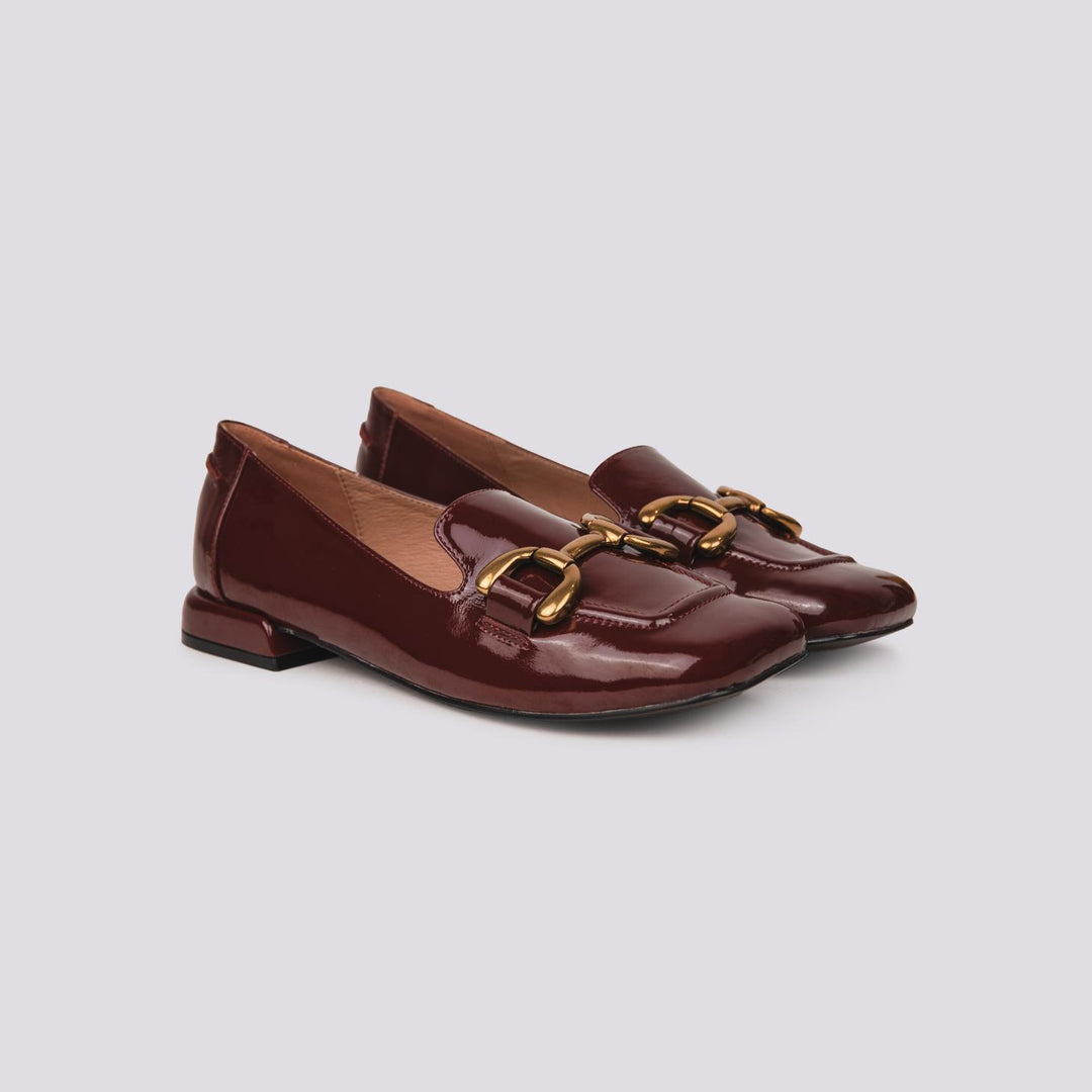 MOCASSINO CON PUNTA SQUADRATA IN VERNICE BORDEAUX 569Z21VK BURGUNDY ANDREA MORANDO 