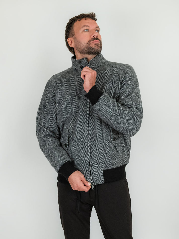 GIACCA G9 IN LANA GRIGIA SPIGATA BRCPS1075 1055 BARACUTA 