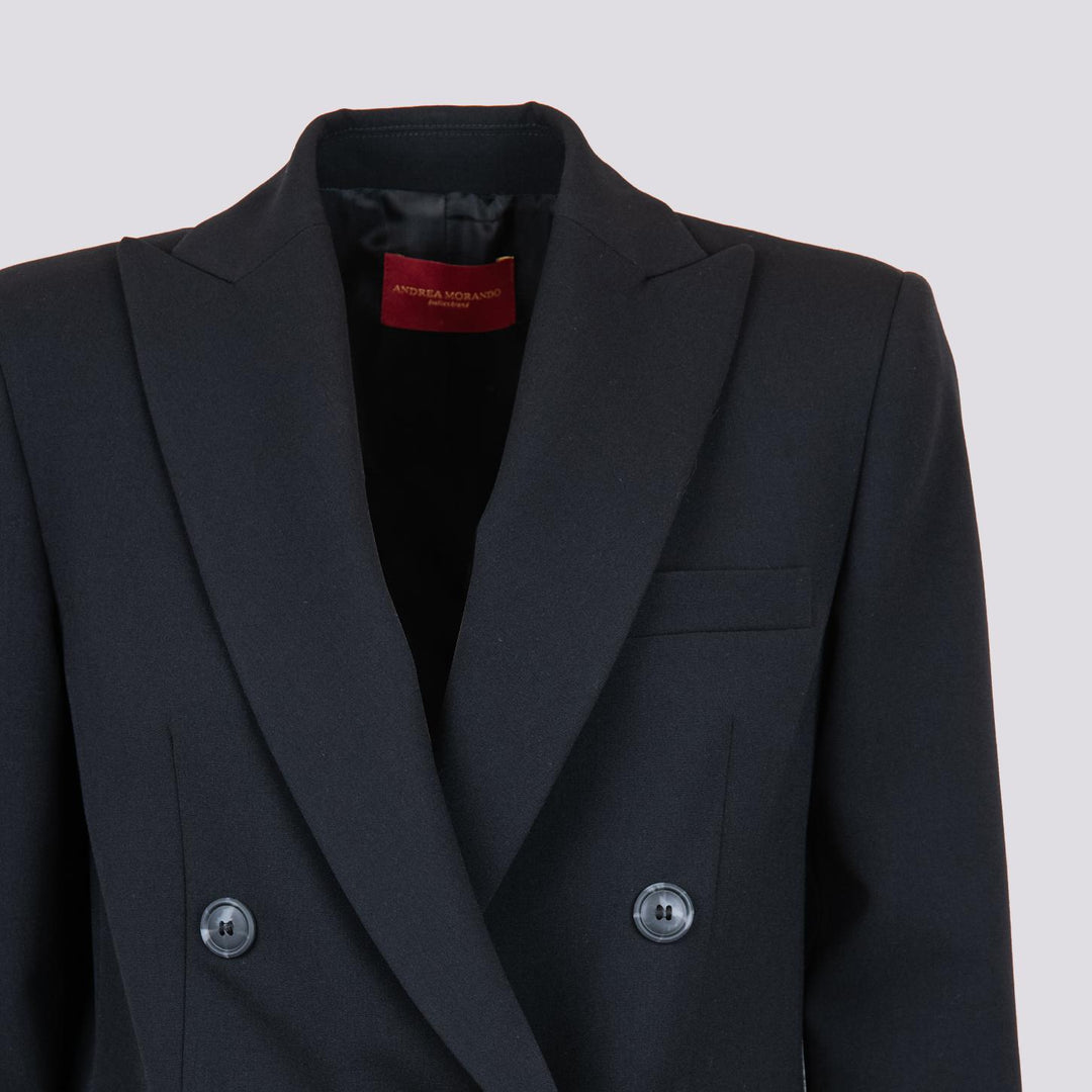 BLAZER DOPPIOPETTO IN TESSUTO NERO 3687/2733 001 ANDREA MORANDO 