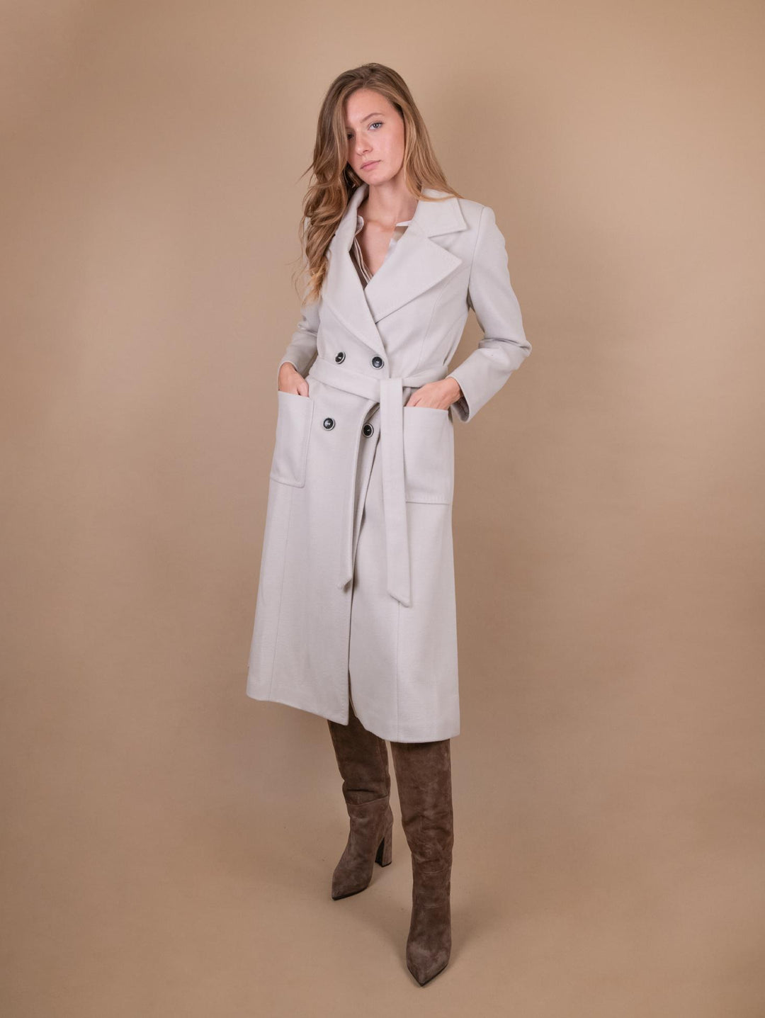 CAPPOTTO DOPPIOPETTO CON SPACCO LATERALE crema 9685CDH CREMA ANDREA MORANDO 