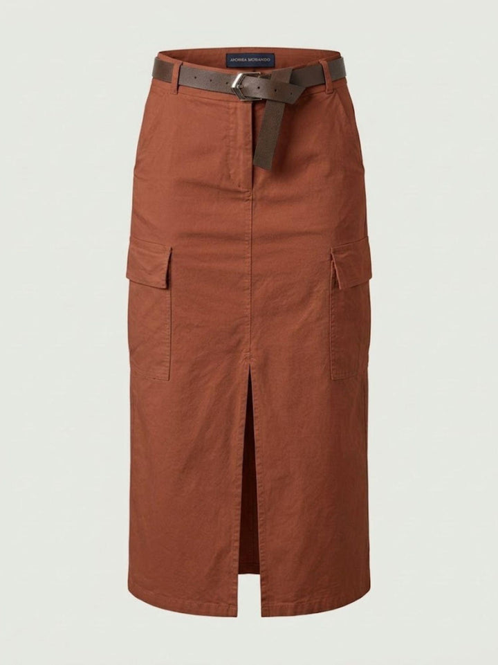 Gonna cargo midi in cotone color ruggine 6105 RUGGINE ANDREA MORANDO 