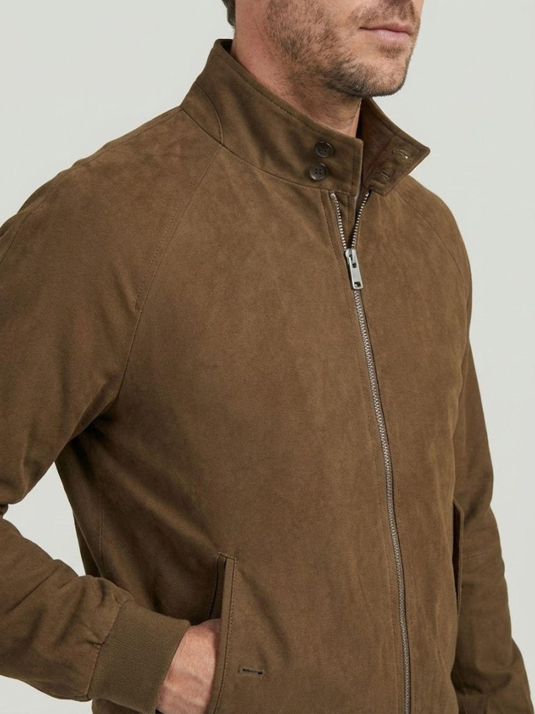 Giacca G9 in pelle scamosciata Dark Olive BRCPS0939 699 BARACUTA 