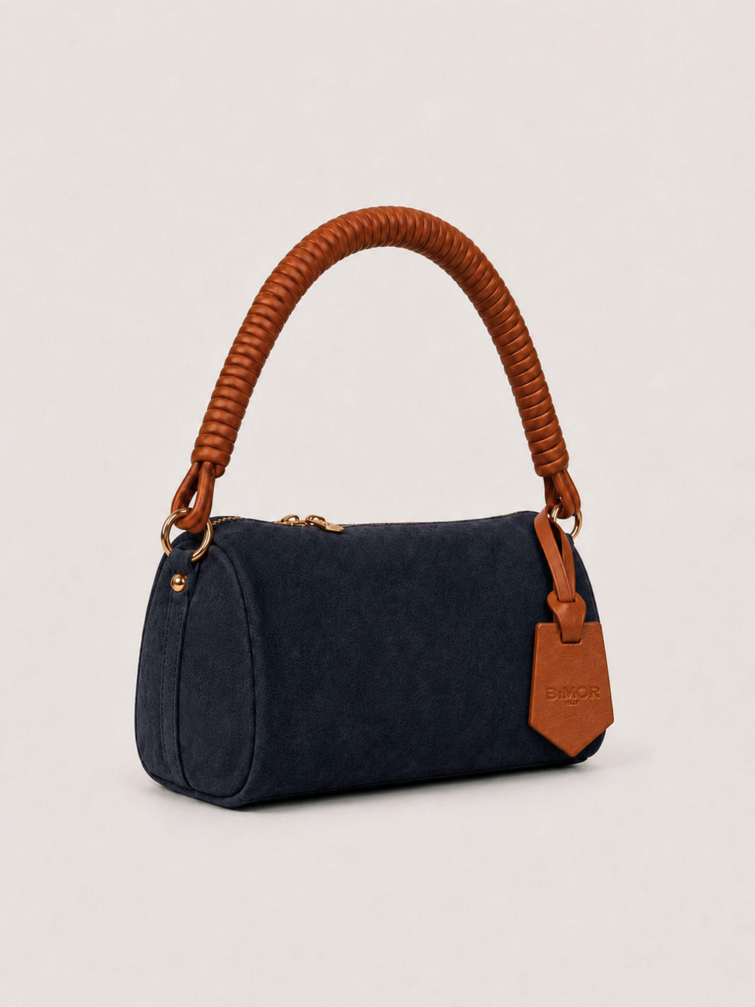 Borsa a spalla Mini Cube in pelle scamosciata blu MINI CUBE BLU BIMOR 
