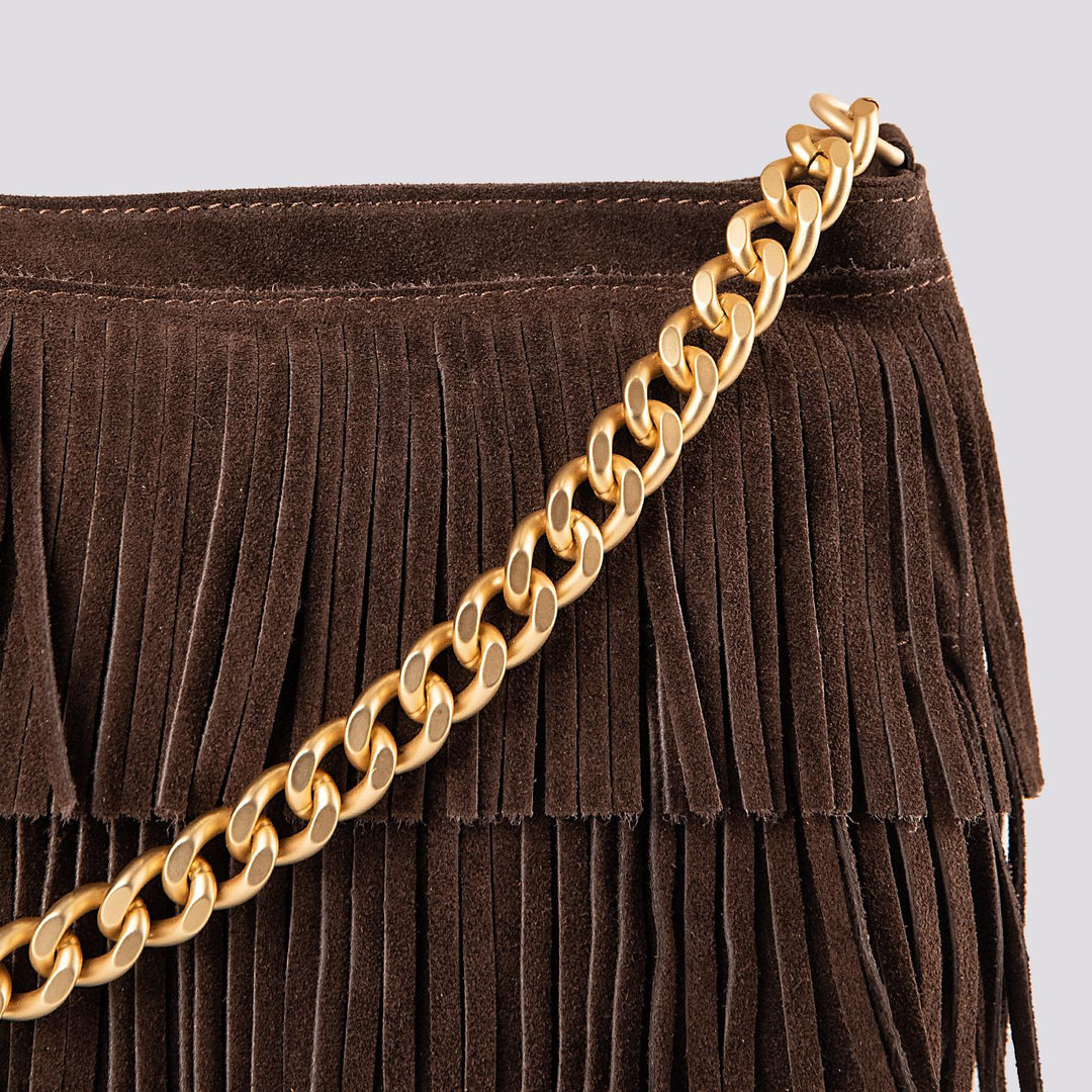 Borsa a tracolla in camoscio con frange marrone Jigly JIGLY T MORO BIMOR 