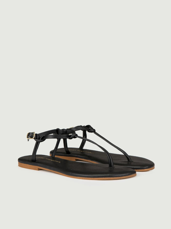 SANDALO INFRADITO CON NODINI IN PELLE NERO 3921 NERO ANDREA MORANDO 