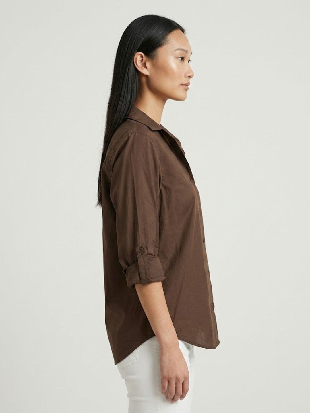 Camicia in cotone cioccolato M796/221 554 ANDREA MORANDO 