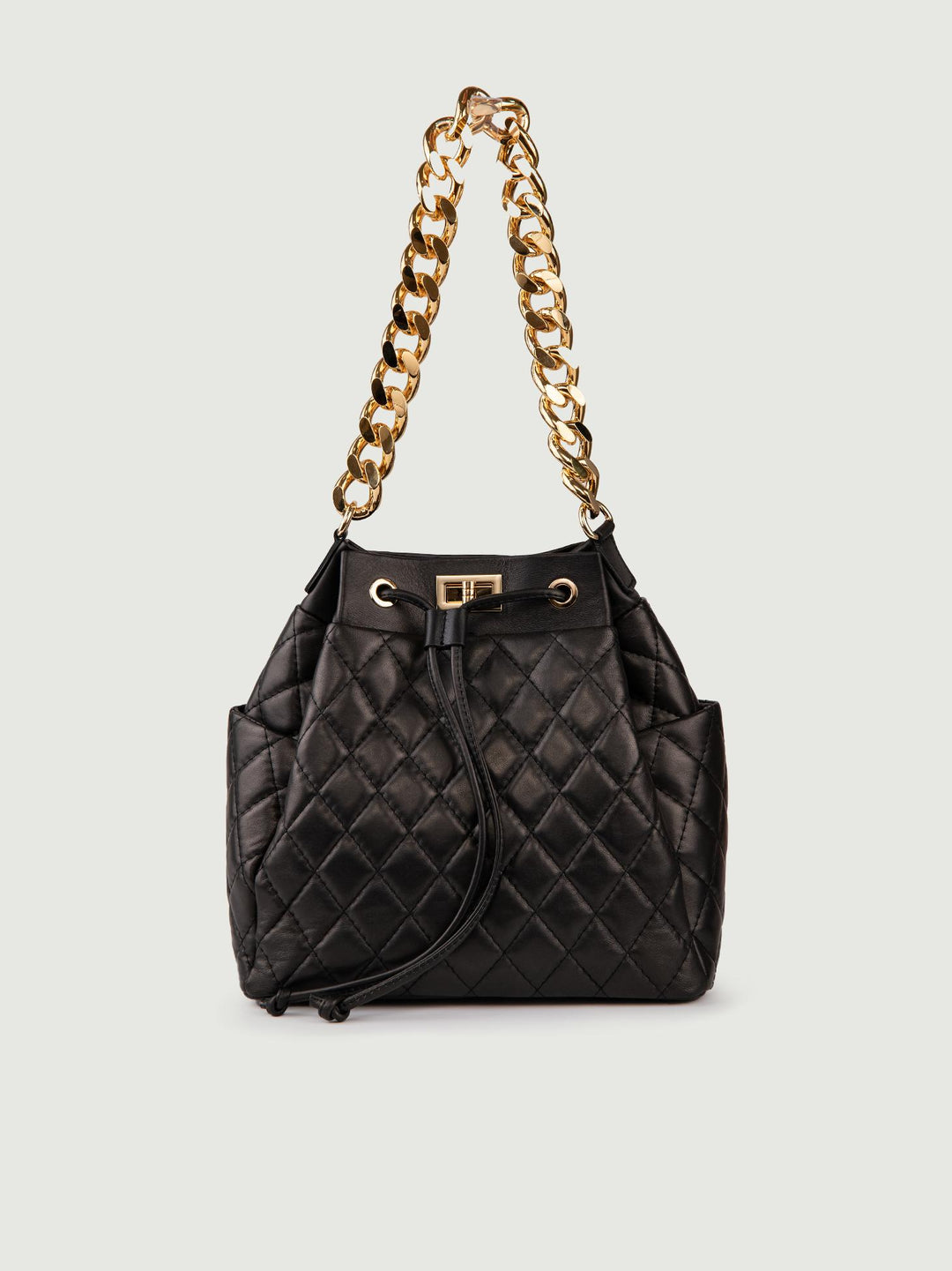 SECCHIELLO IN PELLE TRAPUNTATA BUCKET BUCKET NERO BIMOR 