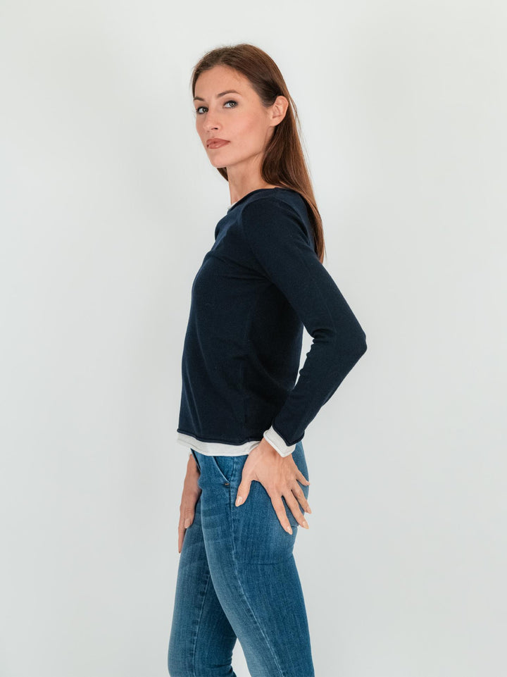 Maglia blu con collo a barchetta 1275 304 ANDREA MORANDO 