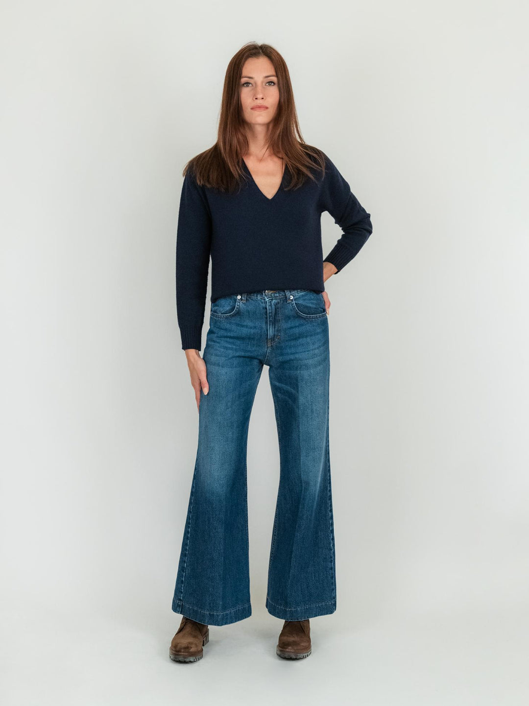 JEANS 5 TASCHE A PALAZZO LAVAGGIO MEDIO 805343NOR MEDIO ANDREA MORANDO 