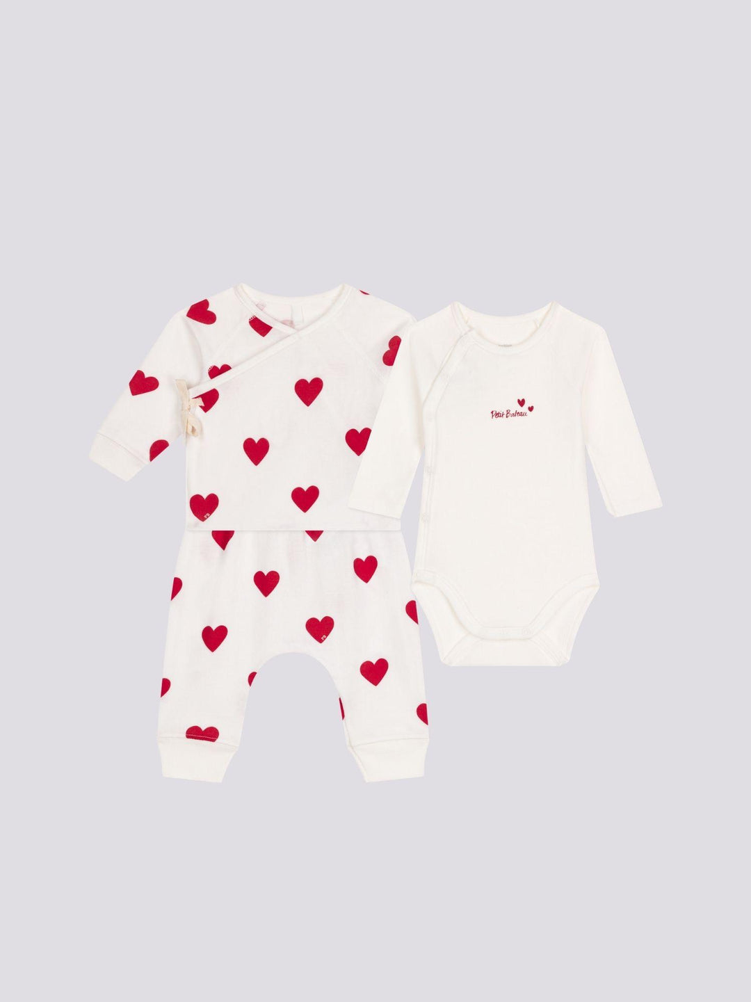 COMPLETO CON 3 PEZZI A RIGHE IN COTONE PER BEBÈ A09J5 01 PETIT BATEAU 