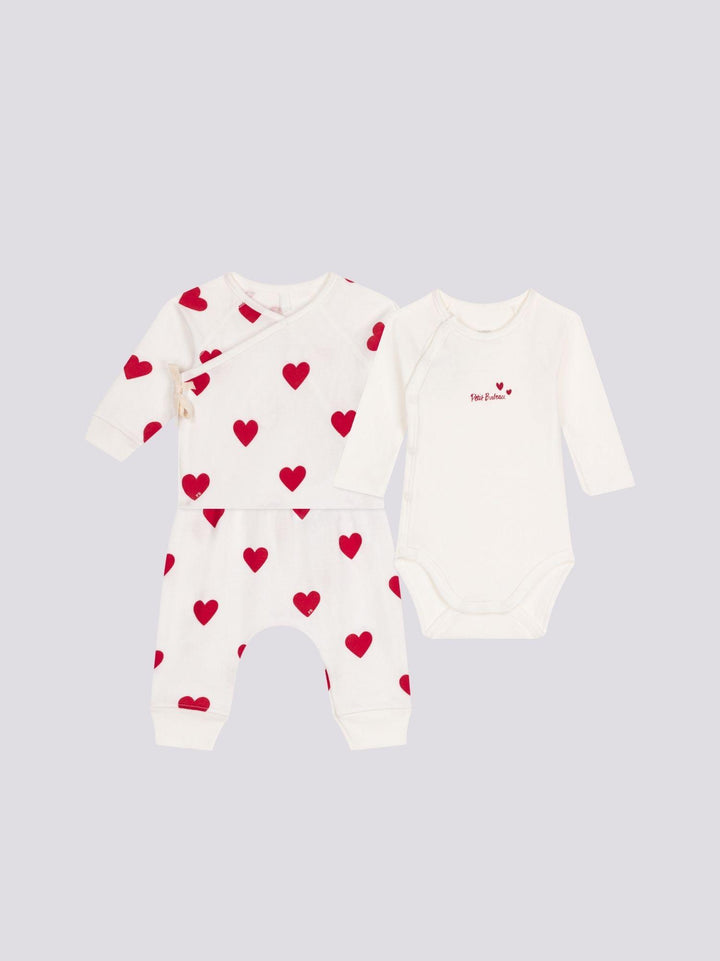 COMPLETO CON 3 PEZZI A RIGHE IN COTONE PER BEBÈ A09J5 01 PETIT BATEAU 