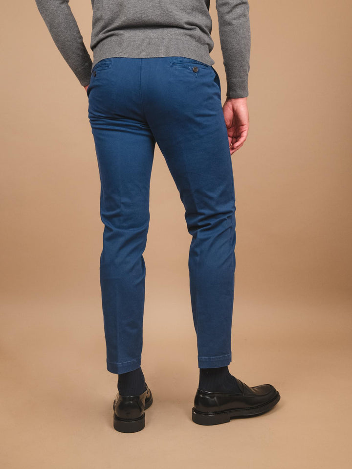 PANTALONE TASCA A FILO IN COTONE LISCIO BLU OCEANO OF1CT00P004 125 ANDREA MORANDO 