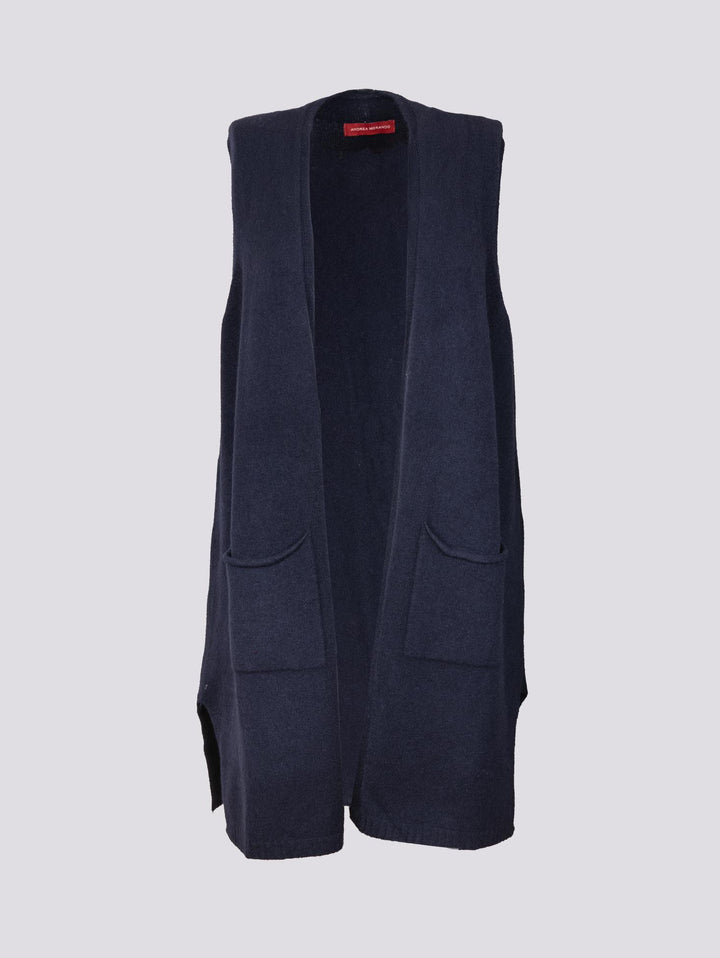 GILET LUNGO IN MAGLIA BLU 0370/281 0115 BIMOR 