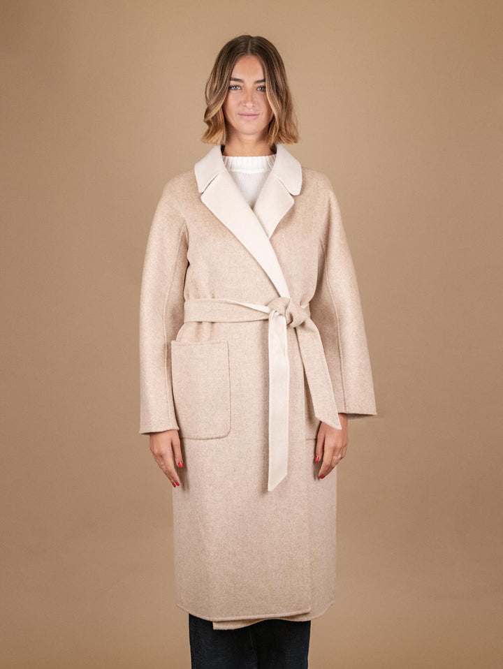 CAPPOTTO REVERSIBILE IN MISTO LANA BEIGE E PANNA 862D BEIGE/PANNA ANDREA MORANDO 