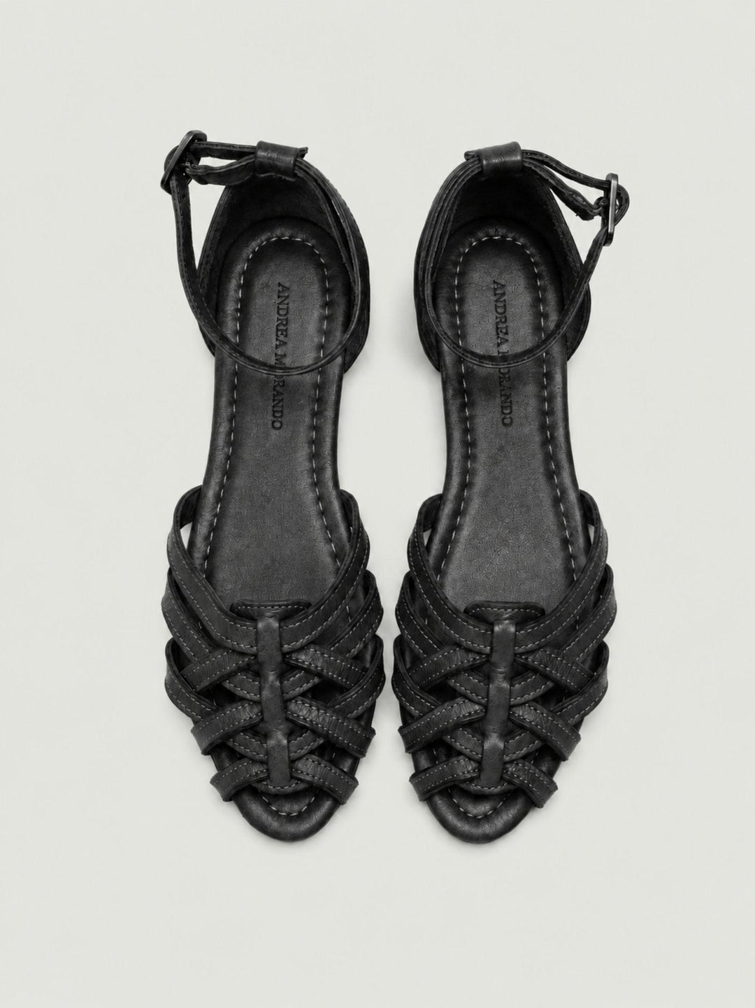 Sandalo basso intrecciato in pelle nera 240276 BLACK ANDREA MORANDO 