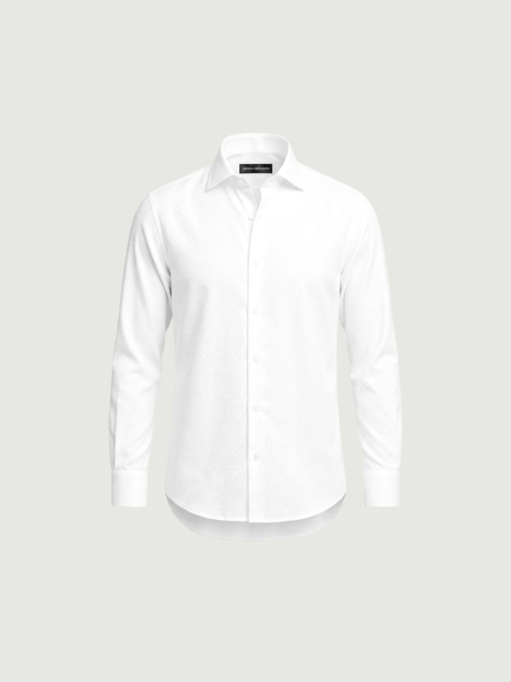 Camicia collo francese in cotone bianca slim PLATINO SPEC/SLIM 5041-00 ANDREA MORANDO 